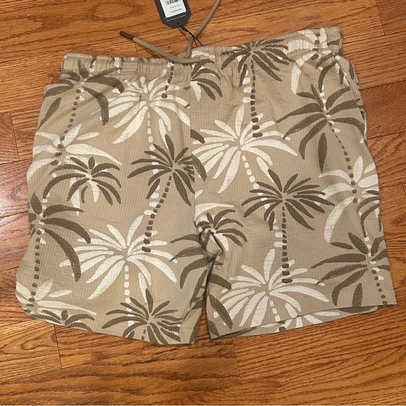 NWT Ben Sherman O Men’s xl Cotton Shorts Tan/White Drawstring Elastic Pockets - Picture 1 of 11